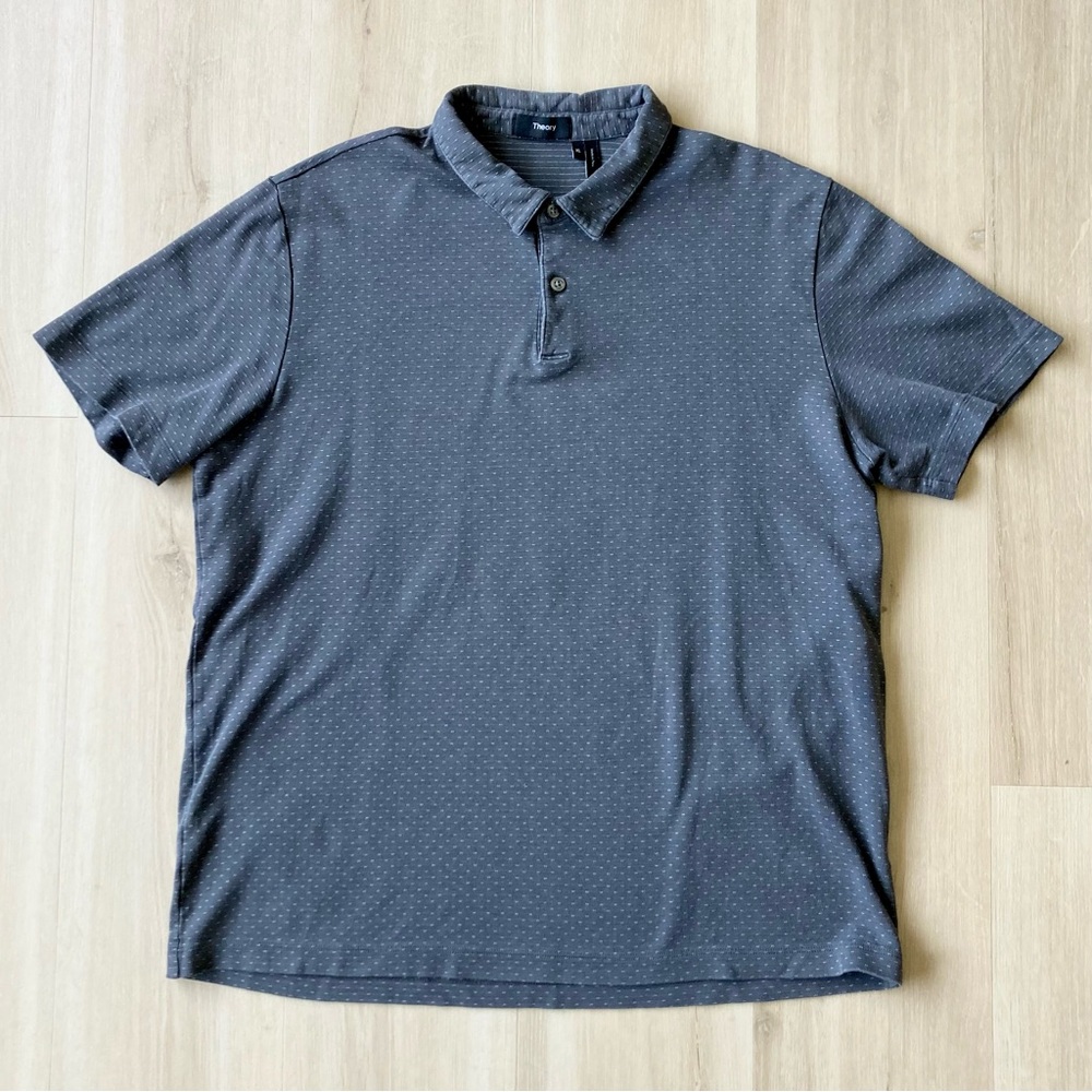Theory Men's Short Sleeve Bron Polo Shirt Gray White size XL
